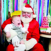 16-month old John Henry Meisenheimer and Santa photo by Whitney Brooks