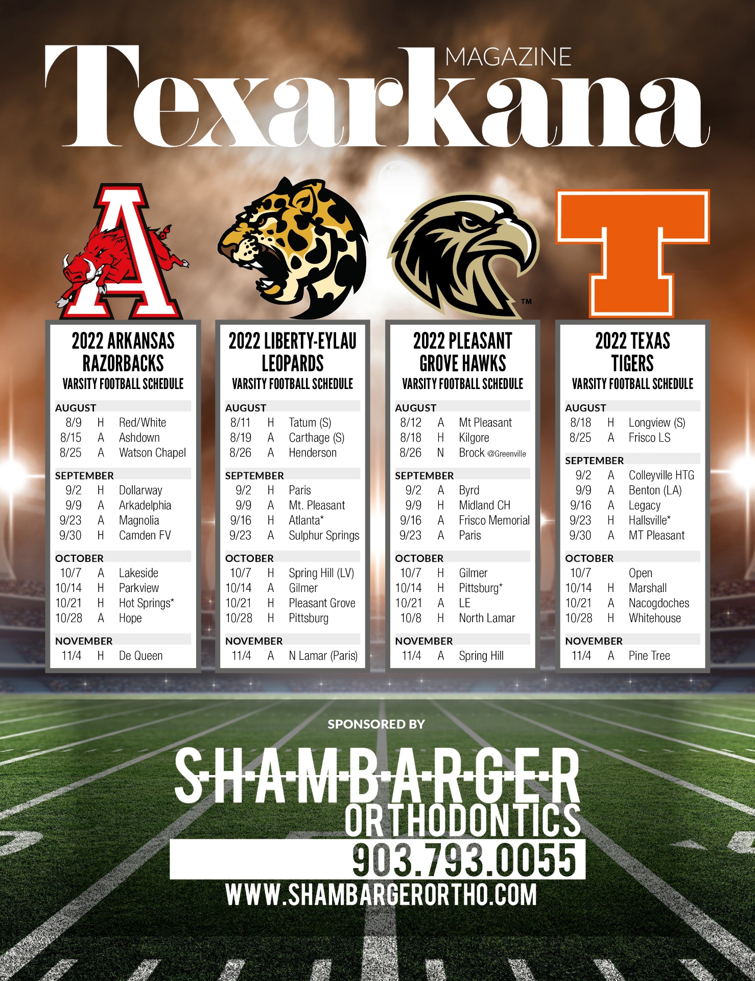 2022 Varsity Football Schedules