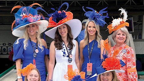 Members of Honor Marie’s fan club, including her namesake Marie, were decked out in orange and blue on Derby Day. photo courtesy of Ribble family