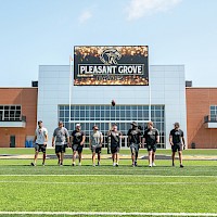 Aaron Harmon, Trey Hart, Luke Harmon, Joe Pearlman, Coach Josh Gibson, TJ Cole, Blake Slade, and Ben Harmon photos by Matt Cornelius