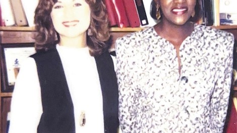 Robin and Delores Pickett at Washington Intermediate School, where Robin began her career with the Texarkana Arkansas School District.