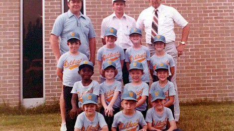 David Crowder with the Wildcats T-ball team, co-champions of the Pleasant Grove T-ball league with a 4-1 record